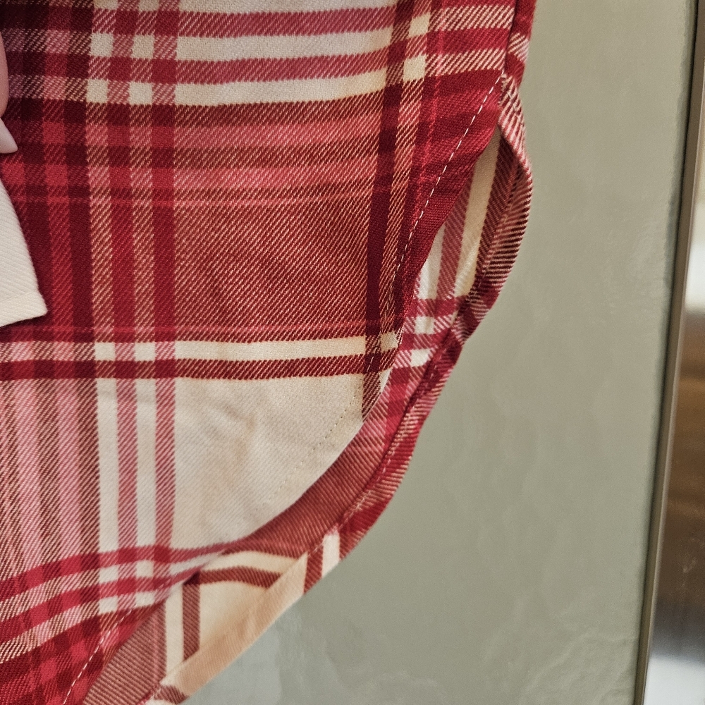 NEW H&M Flannel S Oversized Shirt Red/White/Pink Ai-1903 - Picture 8 of 10